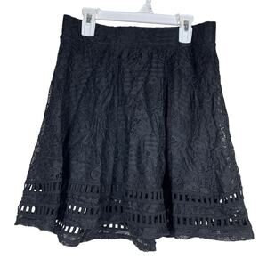 XHILARATION Black A-Line Cutout Lace Mini Skirt S
